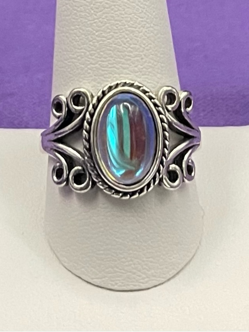 NWOT Boho Rainbow Moonstone Filigree Cocktail Ring size 11